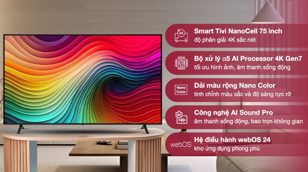 LG Smart Tivi 4K NanoCell AI 75 inch 75NANO81TSA