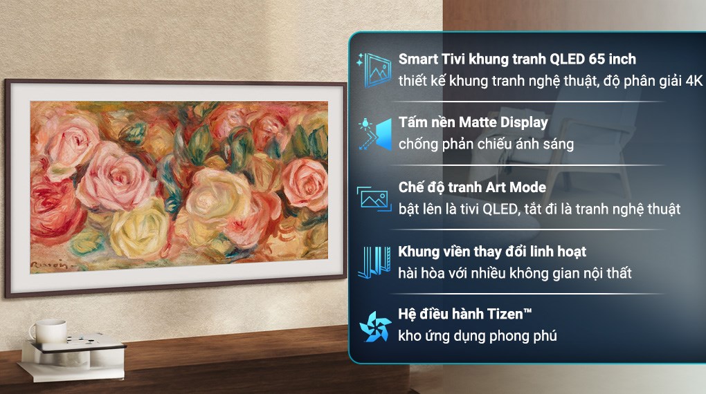 Samsung Smart Tivi Khung Tranh The Frame QLED AI 4K 65 inch QA65LS03D là mẫu smart tivi được đánh giá cực cao về chất lượng