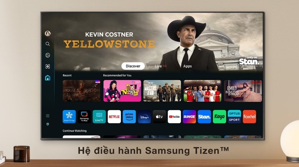 Hệ điều hành trên Smart Tivi QLED Samsung 4K 65 inch 65QE1C rất dễ sử dụng, kho ứng dụng đa dạng, chất lượng